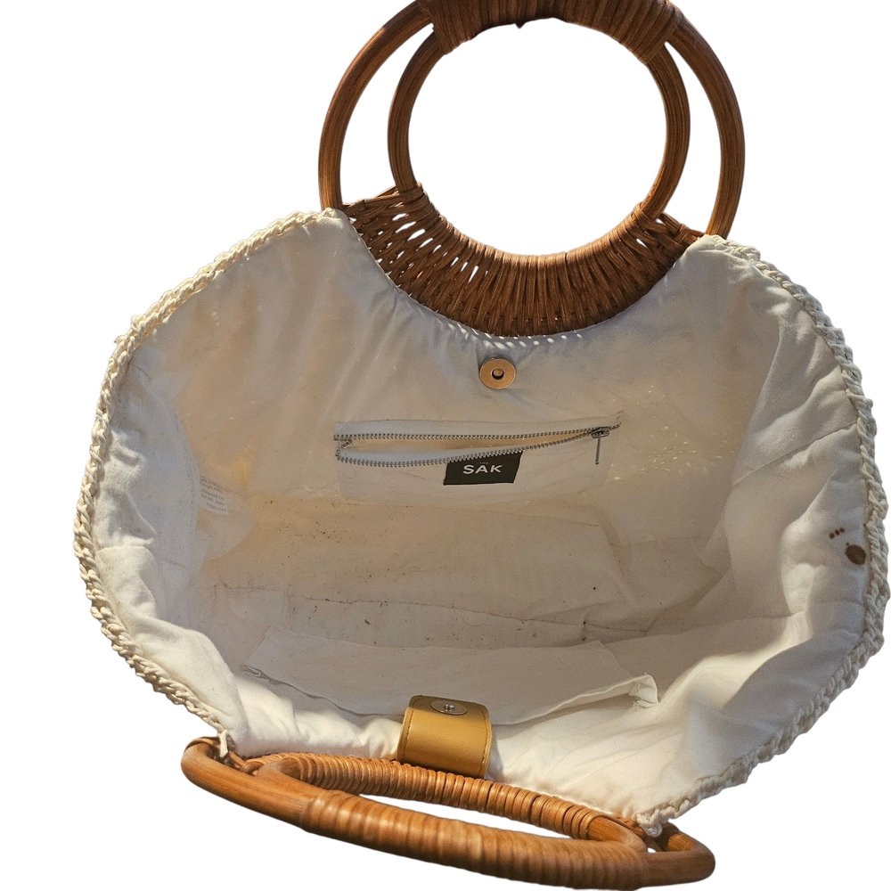 The Sak Cream Woven Tote Bag with Tan Handles - Picture 2 of 2